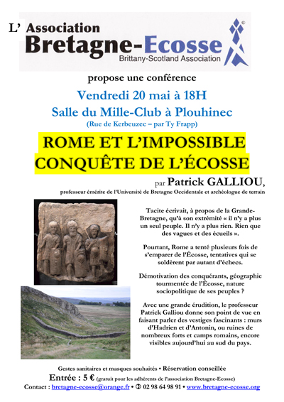 Conference poster on « Rome et l’impossible conquête de 
					l’Ecosse »