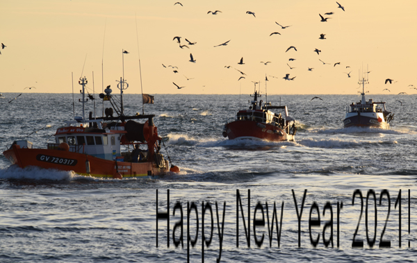 Picture of 3 trawlers from the Guilvinec with Happy New Year wishes