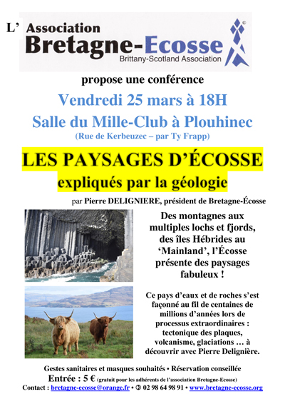 Affiche de la conférence paysages d’Ecosse expliqués par la géologie