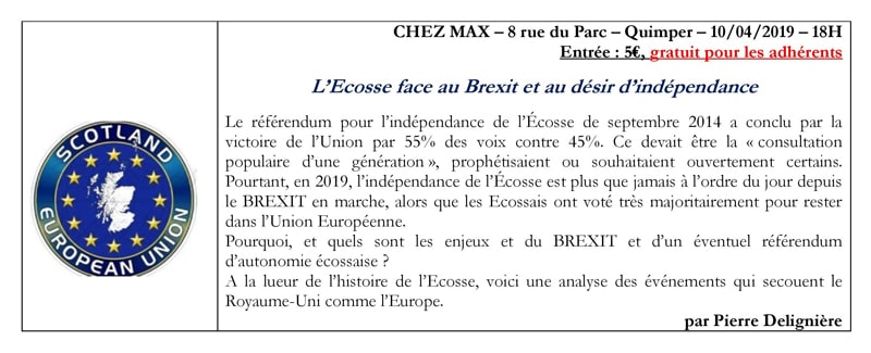 Conférence Avril : L’Ecosse face au Brexit et au désir d’indépendance