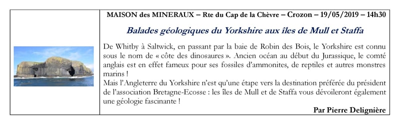 Conférence Mai : Balades géologiques du Yorkshire aux îles de Mull et Staffa