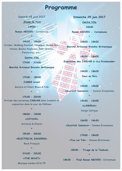 Programme of Weekend at Josselin